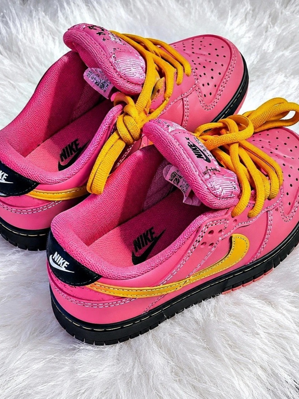 Nike Dunk Low Retro PRM 'Graffiti' (Pink) & Yellow Sneakers